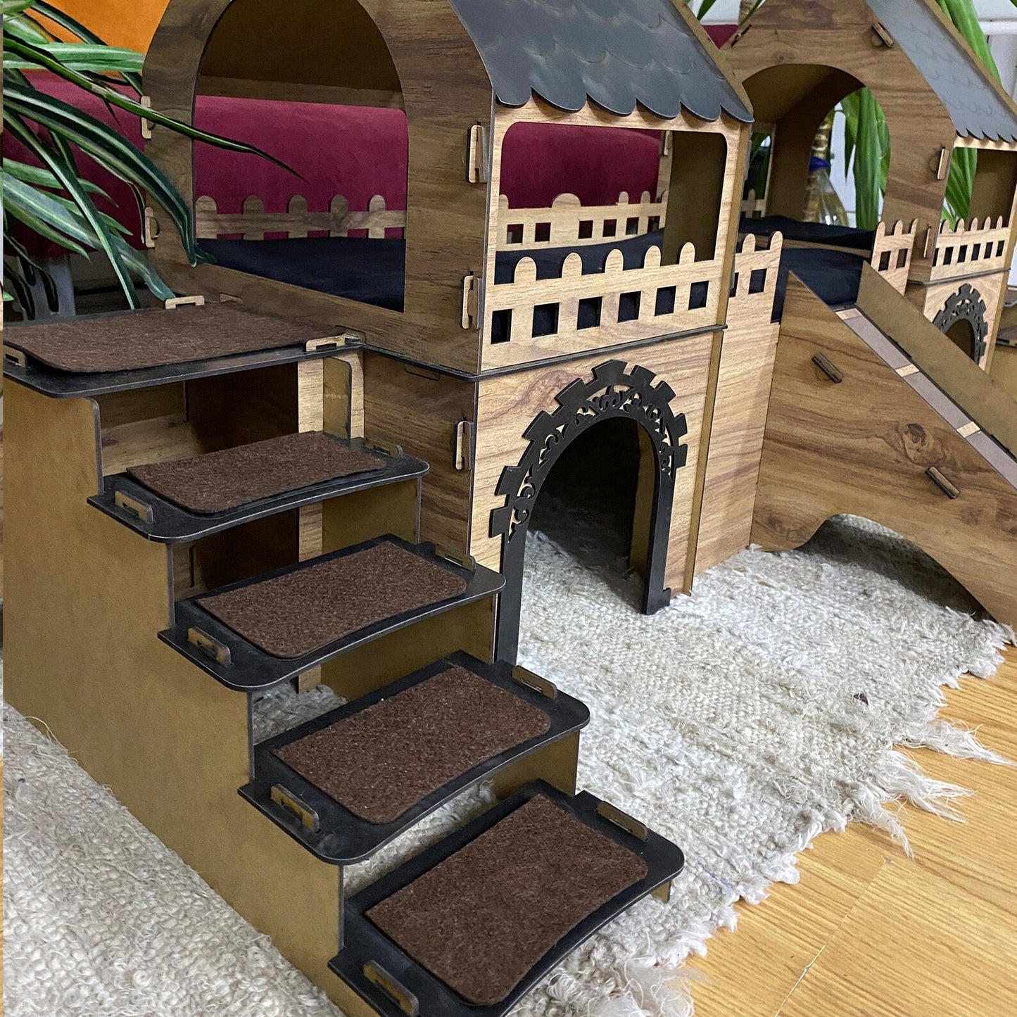Luxus-Kaninchenvilla „Duplex Dreams“ – mit Rampe, Terrasse & Spieletagen