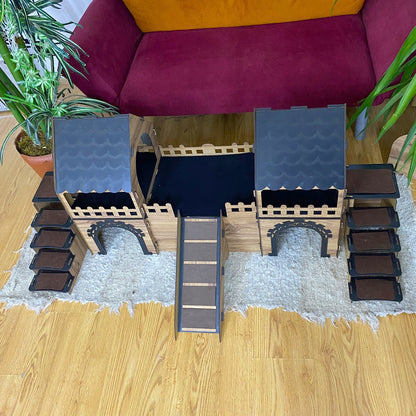 Luxus-Kaninchenvilla „Duplex Dreams“ – mit Rampe, Terrasse & Spieletagen