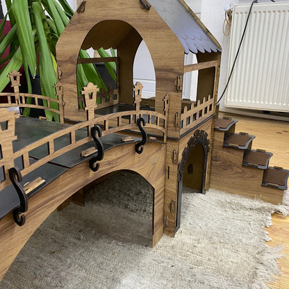 Kaninchenvilla Deluxe – 2 Etagen mit Holzbrücke & 4 Zimmern
