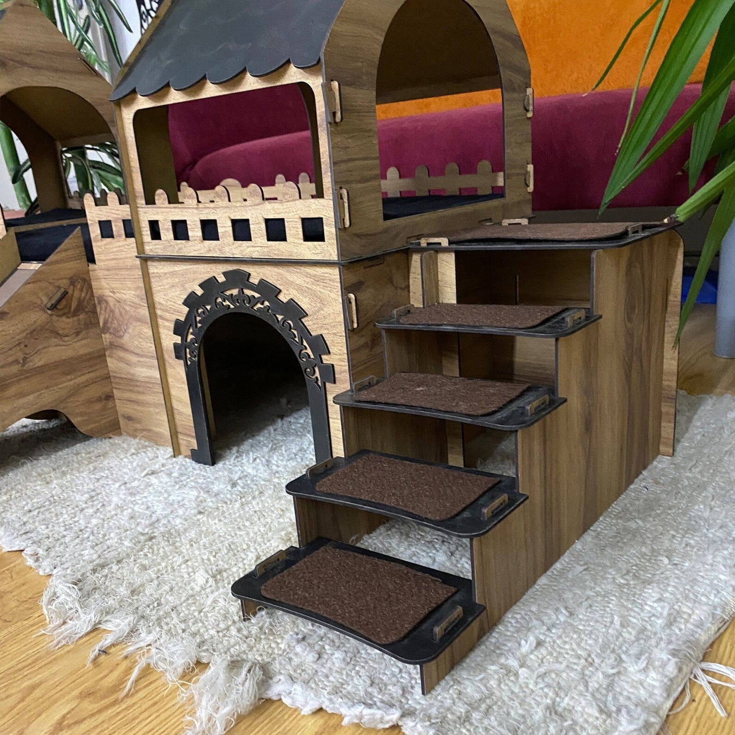 Luxus-Kaninchenvilla „Duplex Dreams“ – mit Rampe, Terrasse & Spieletagen