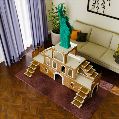 Kaninchenhaus „Freiheitsstatue“ – 3-stöckiges Luxushaus aus MDF
