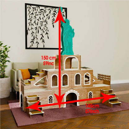 Kaninchenhaus „Freiheitsstatue“ – 3-stöckiges Luxushaus aus MDF