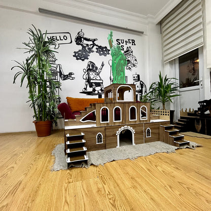 Kaninchenhaus „Freiheitsstatue“ – 3-stöckiges Luxushaus aus MDF