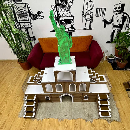 Kaninchenhaus „Freiheitsstatue“ – 3-stöckiges Luxushaus aus MDF