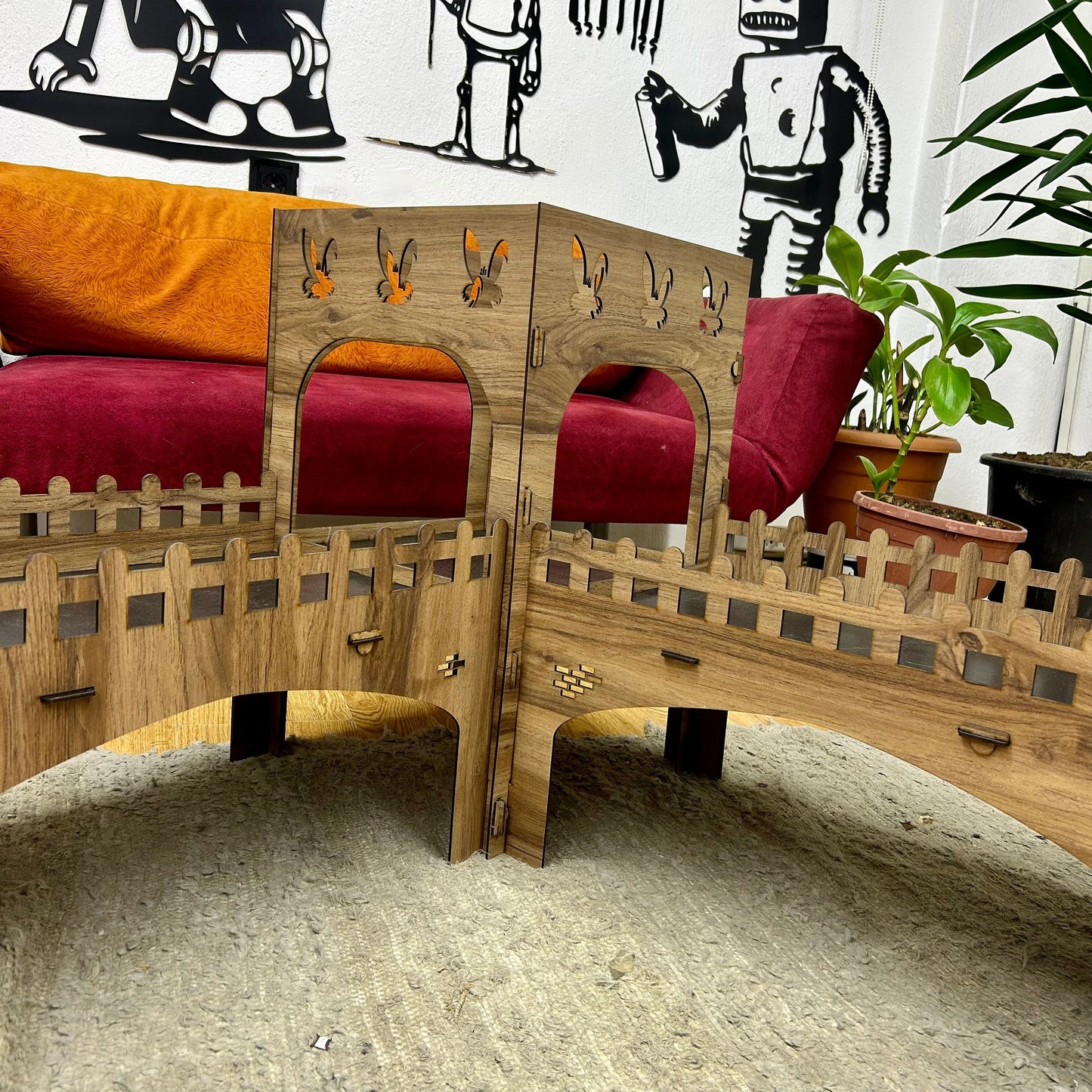 Triplex Towers – Hasenschloss mit Brücken - eiche/schwarz