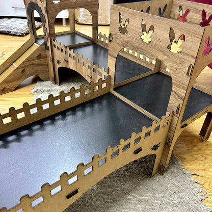 Triplex Towers – Hasenschloss mit Brücken - eiche/schwarz