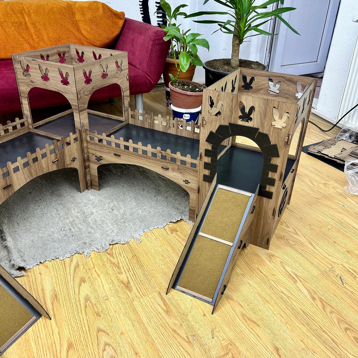 Triplex Towers – Hasenschloss mit Brücken - eiche/schwarz